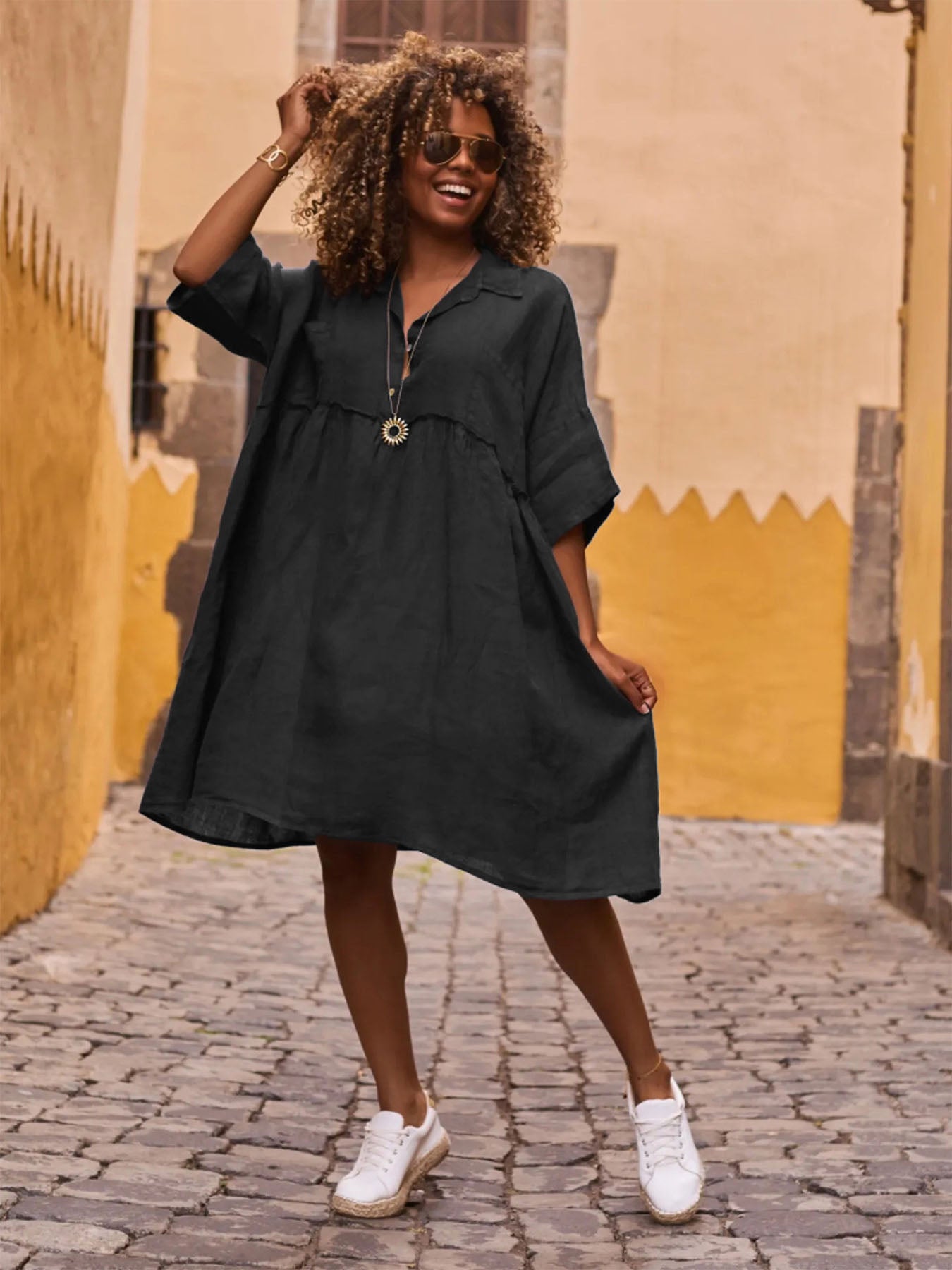 Super Loose Button Dress