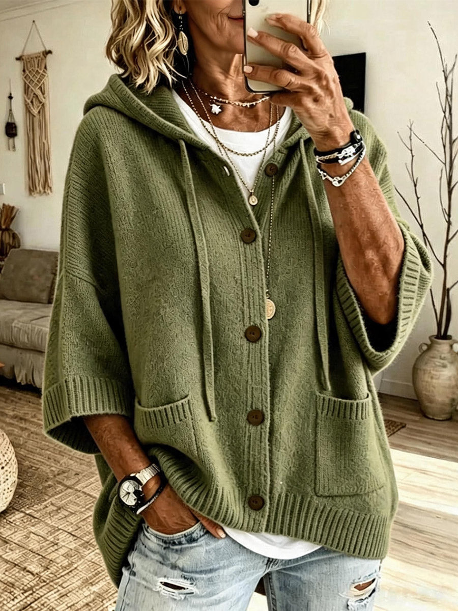 Oversized Cape Hooded Cardigan