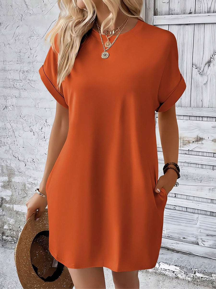 Round Neck Pocket Dress