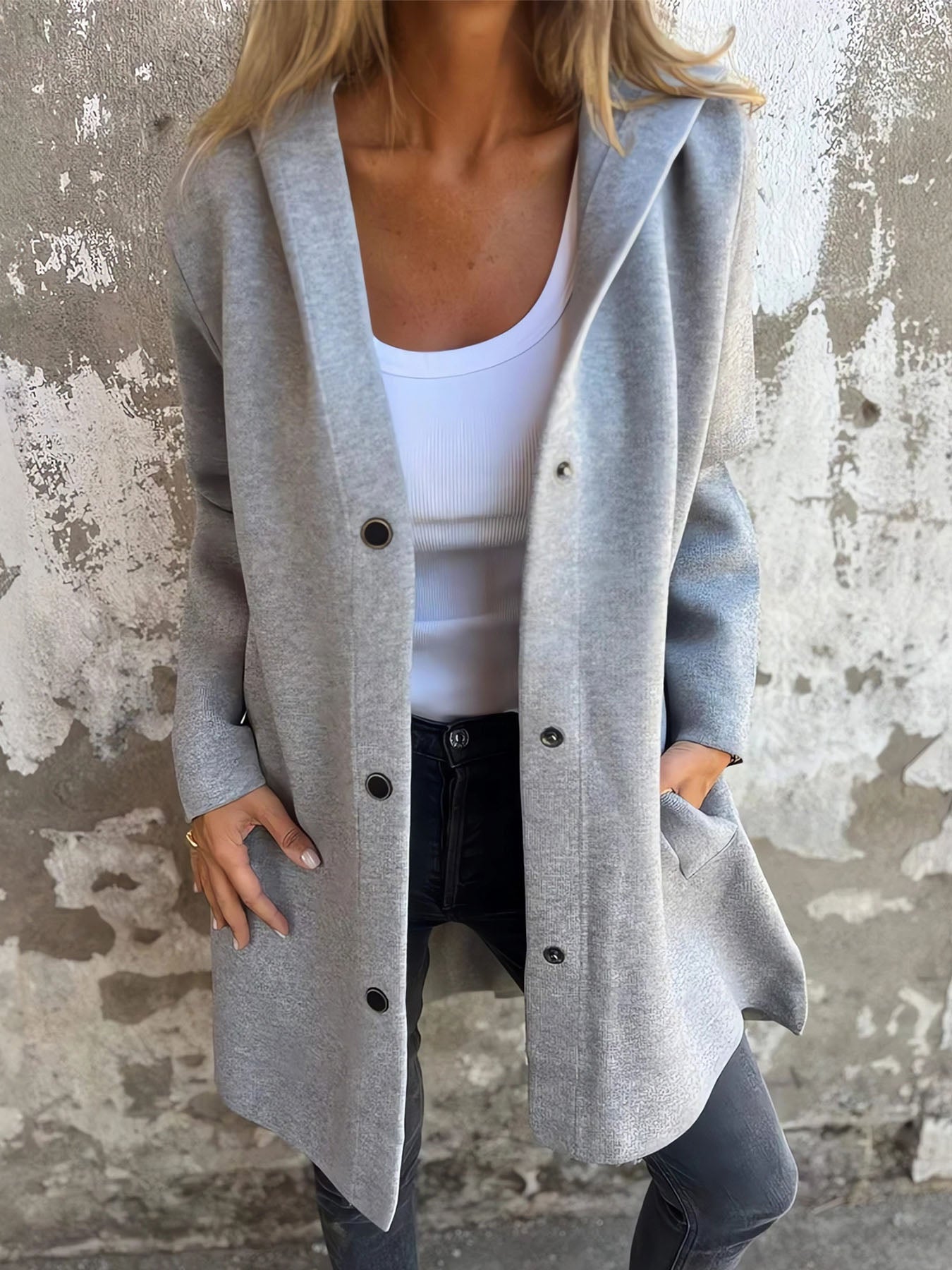 Solid Color Single Breasted Coat