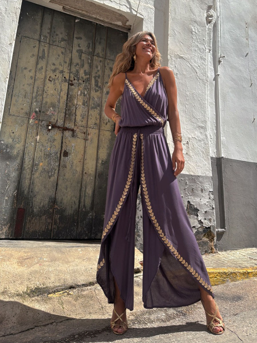 Golden Leaf Wide Jumpsuits