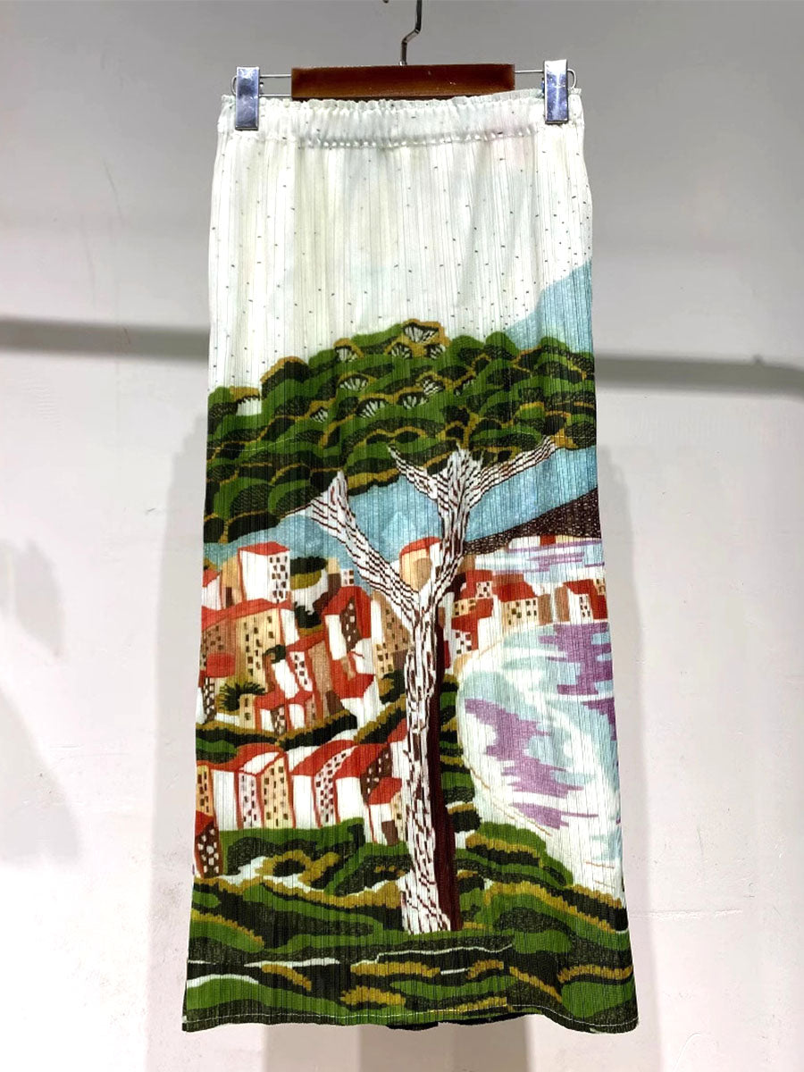 Printed Pleated Skirt