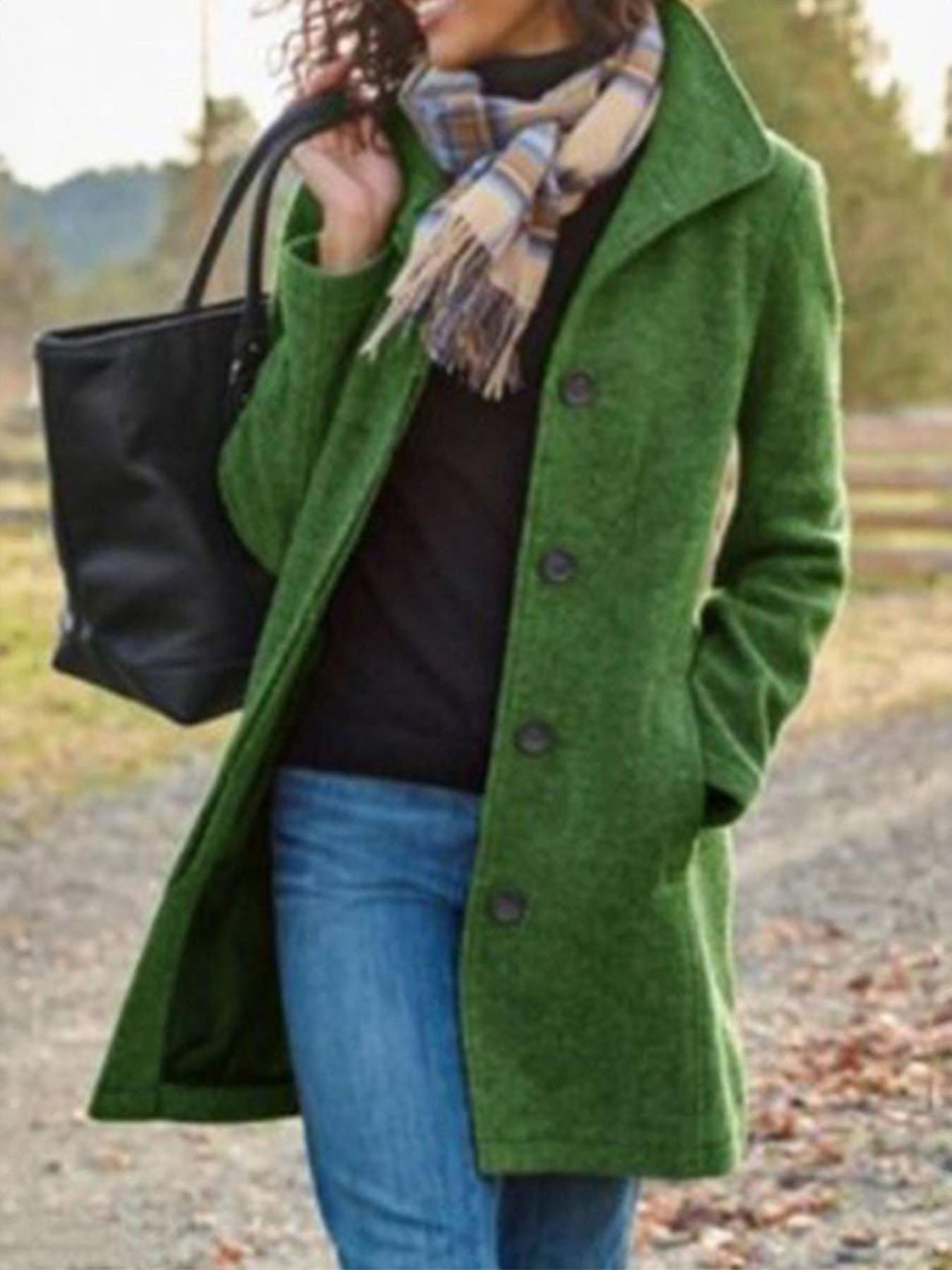 Retro Woolen Green Coat