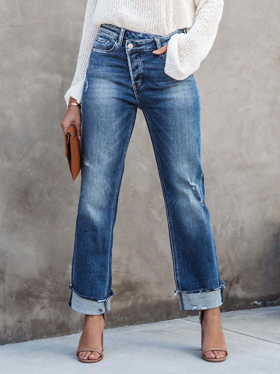 Vorioal Washed Straight Jeans