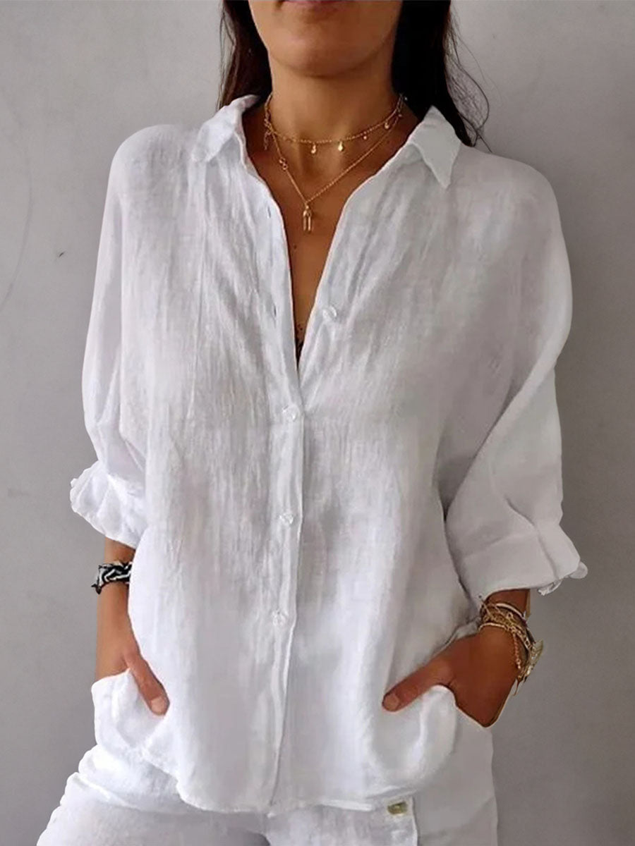 Cotton-Linen Tie-Back Shirt