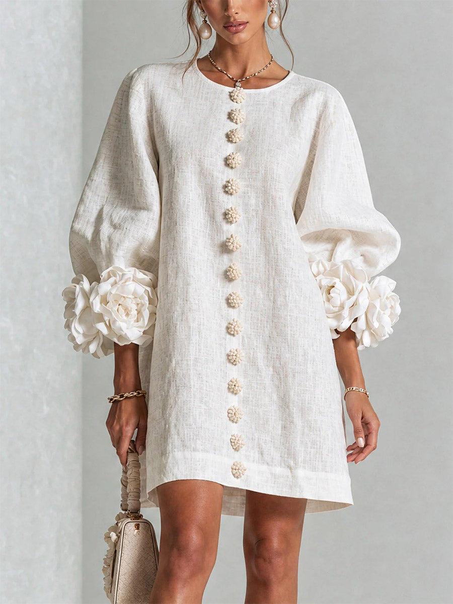 Sculpted Rosette Cuff Dress