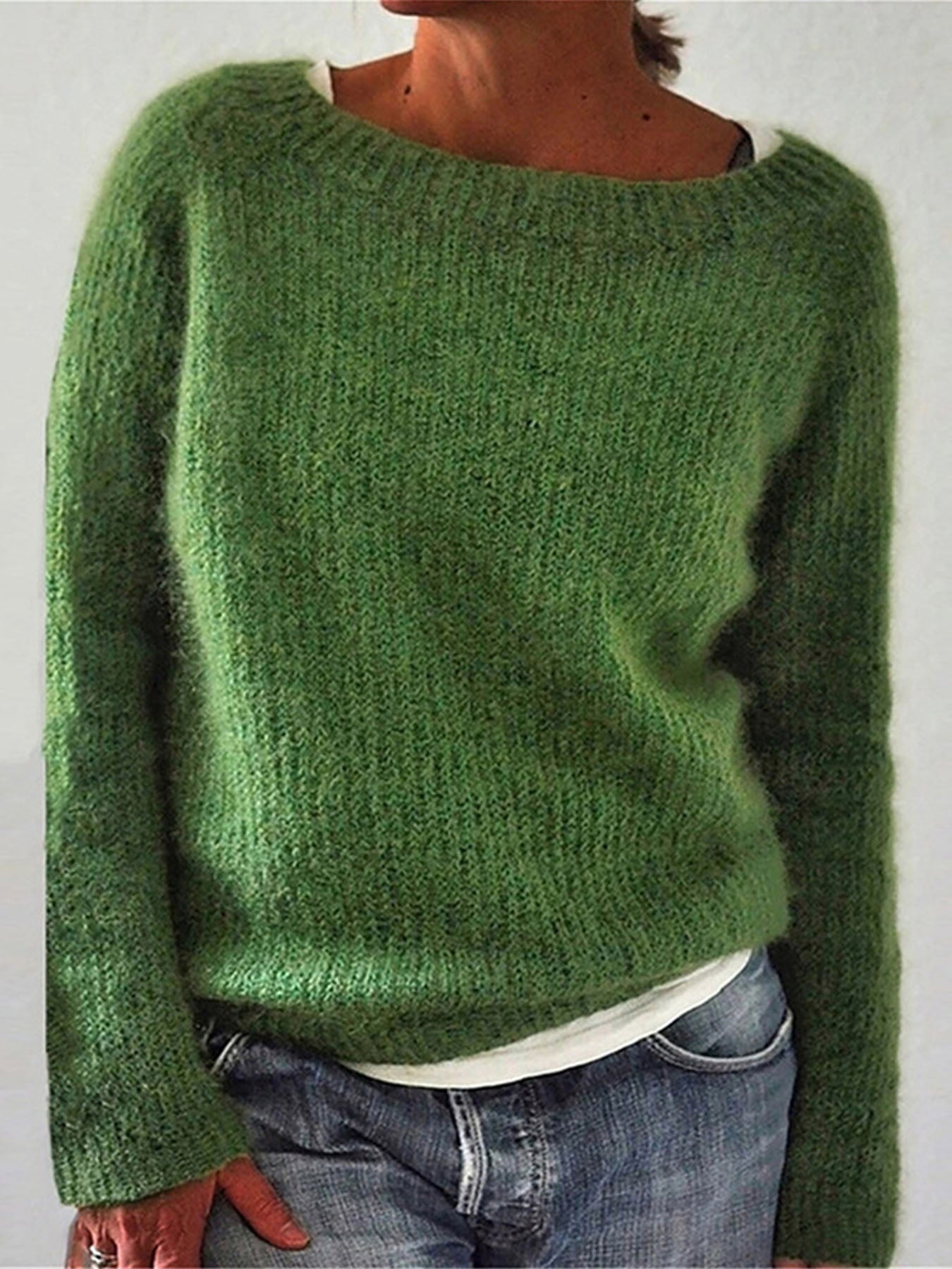 Warm Knit Solid Color Pullover