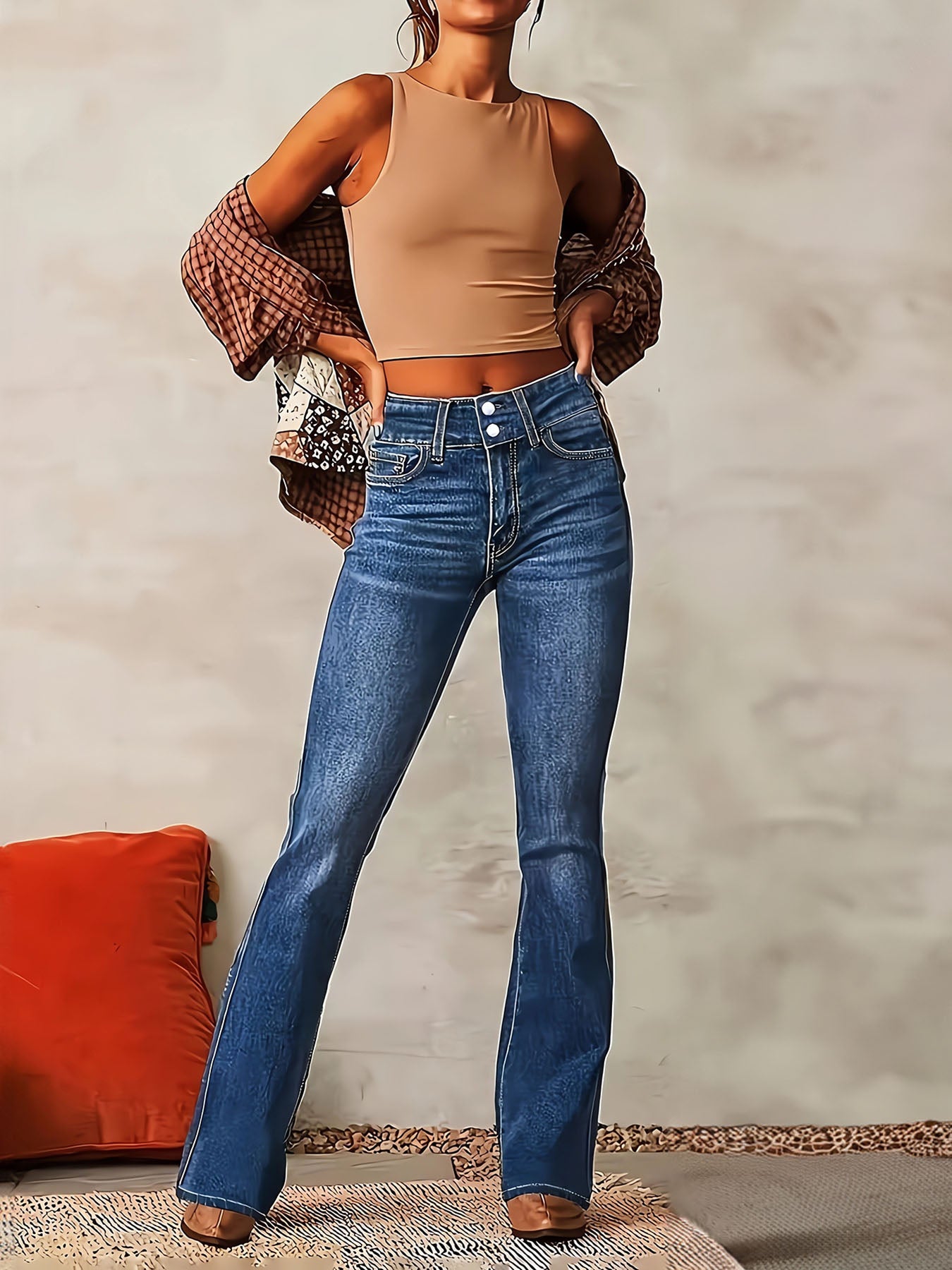 Jean évasé en denim extensible
