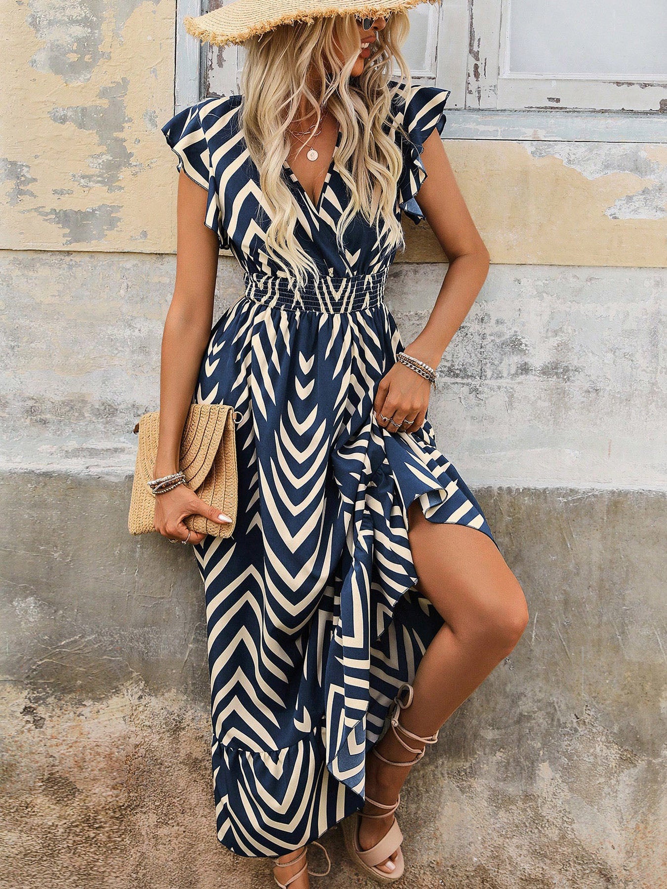 Robe à manches courtes de style bohème
