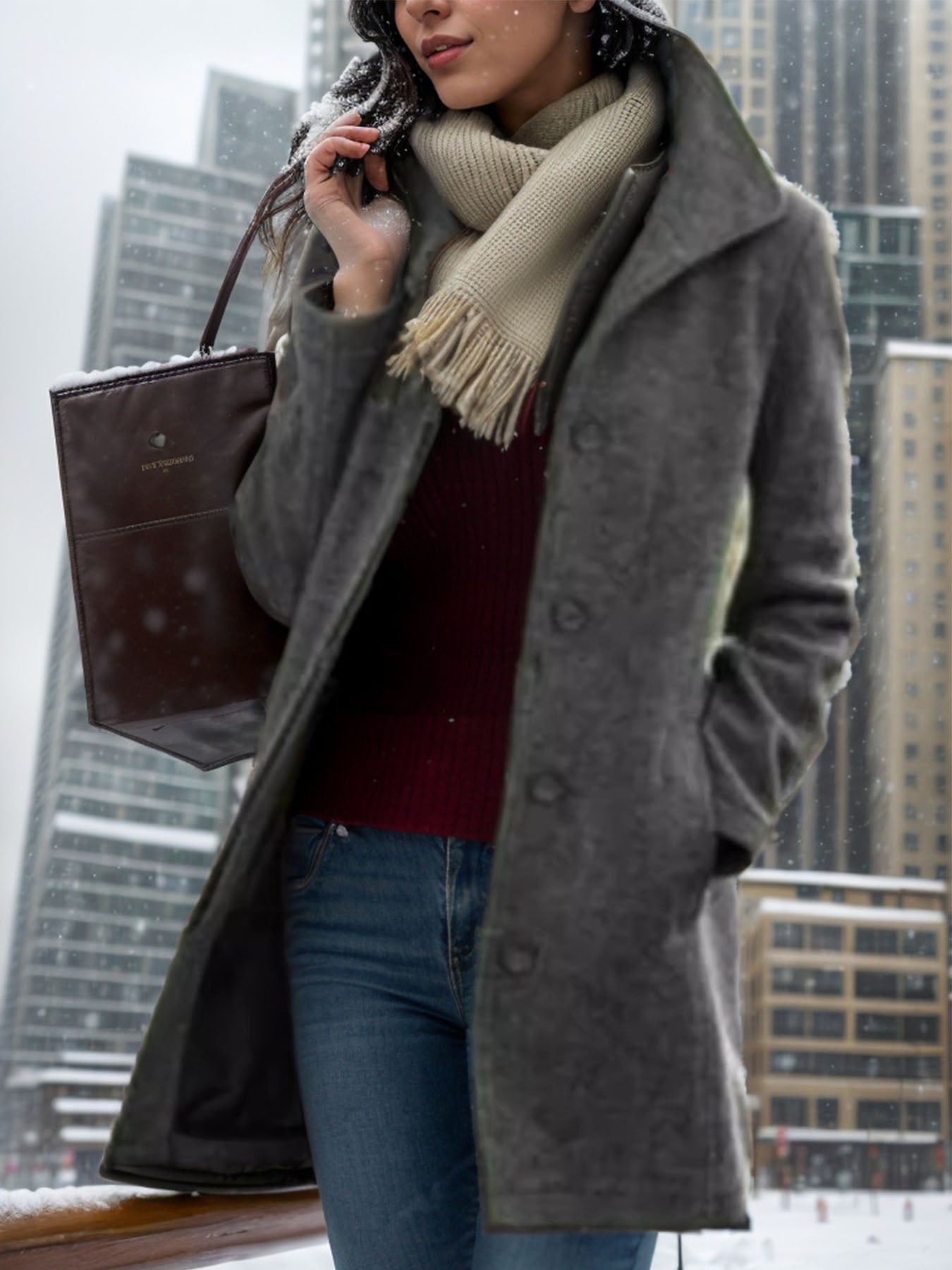 Retro Woolen Gray Coat