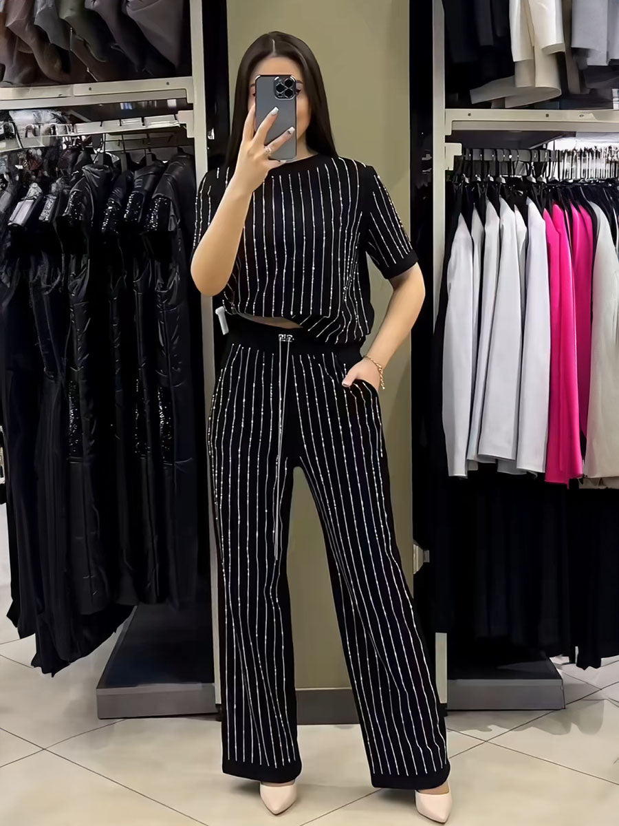 Glitter Pinstripe Two Piece Set