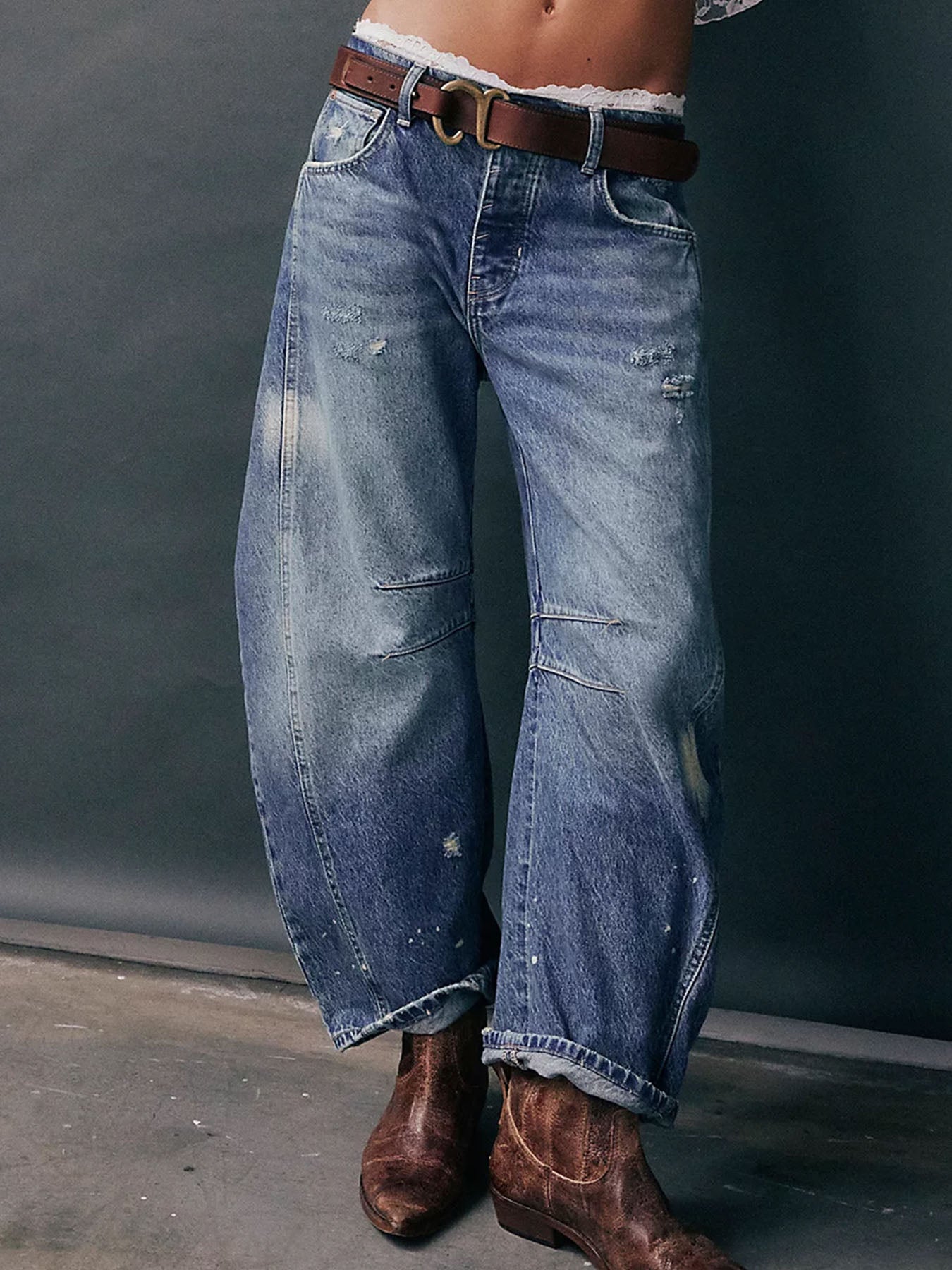 Mid Waist Barrel Jeans