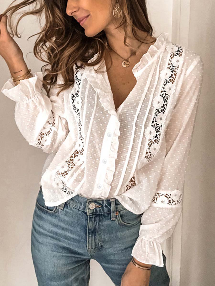 Vorioal Cotton Lace Shirt