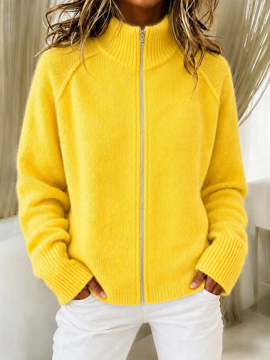 Zip-Up Ribbed Knit Jacket