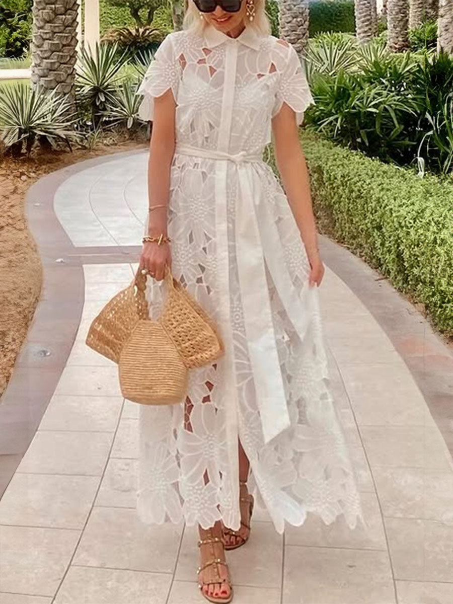 Lace Floral Cardigan Dress