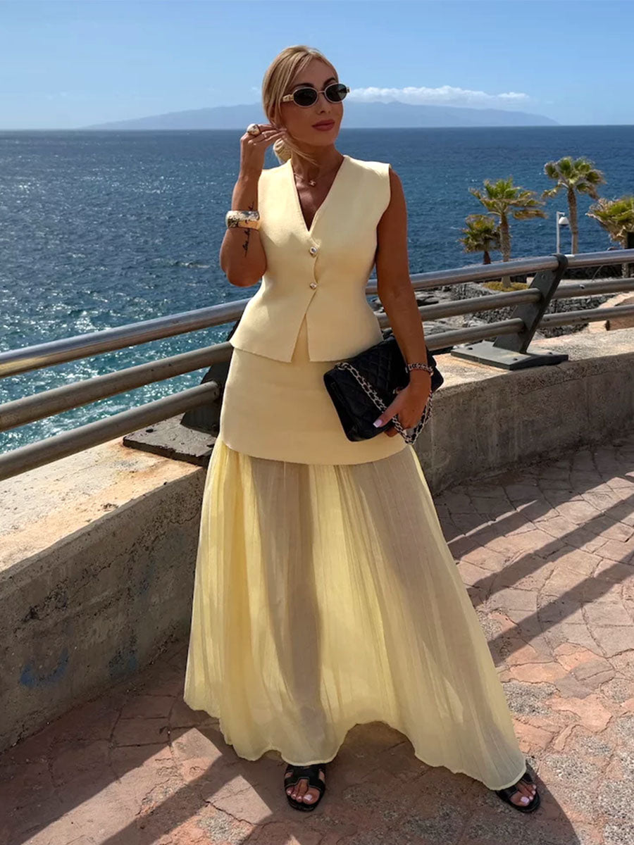 Conjunto de dos vestidos y trajes de punto de lujo