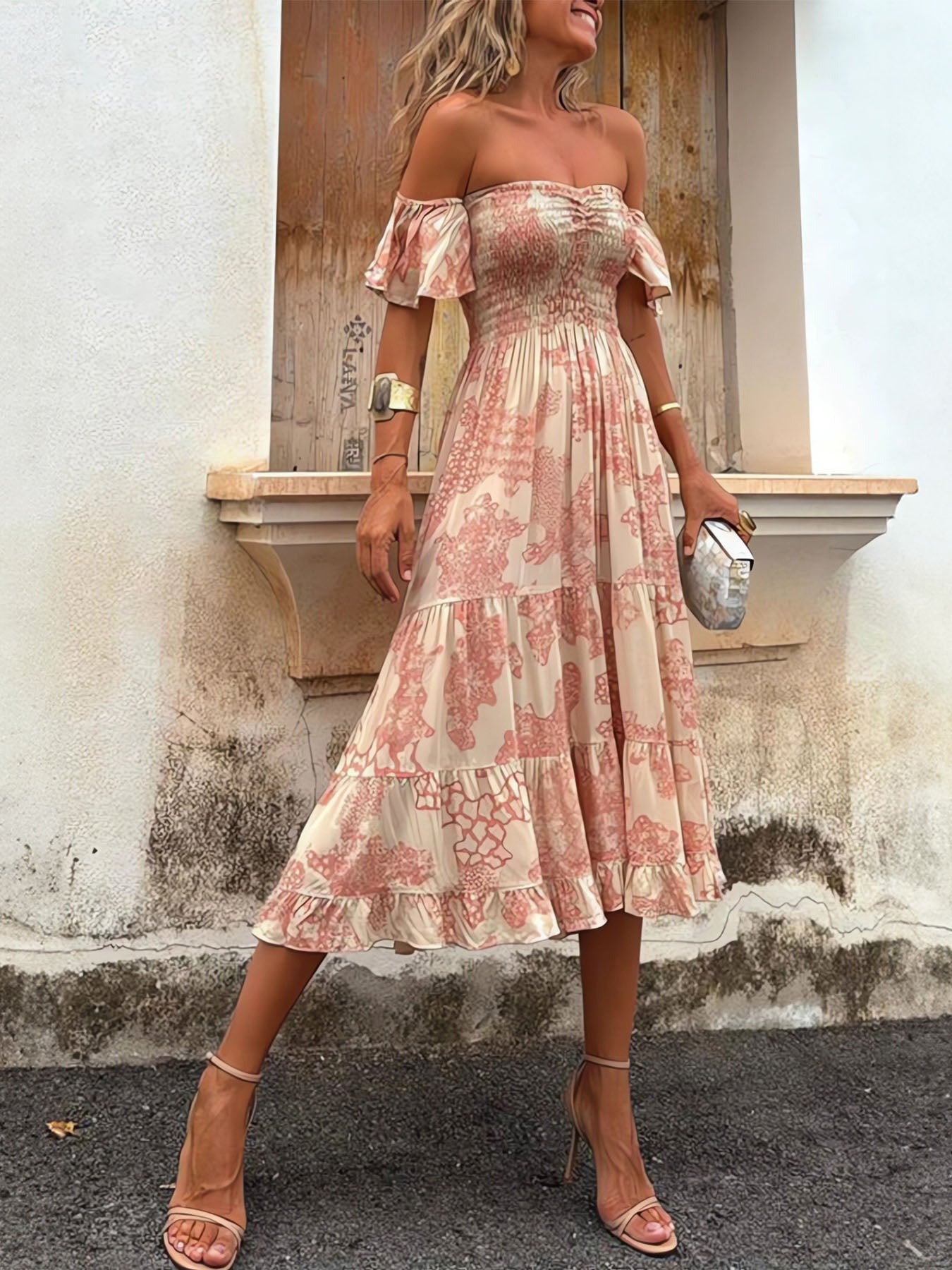 Dusty Pink Tiered Dress