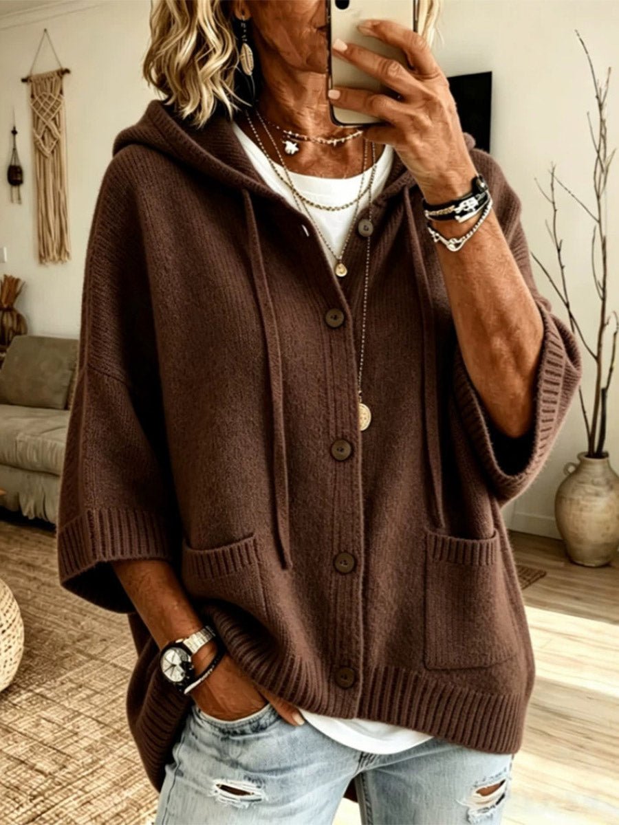 Oversized Cape Hooded Cardigan