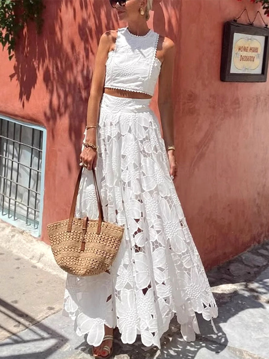 Boho Resort White Lace Sets