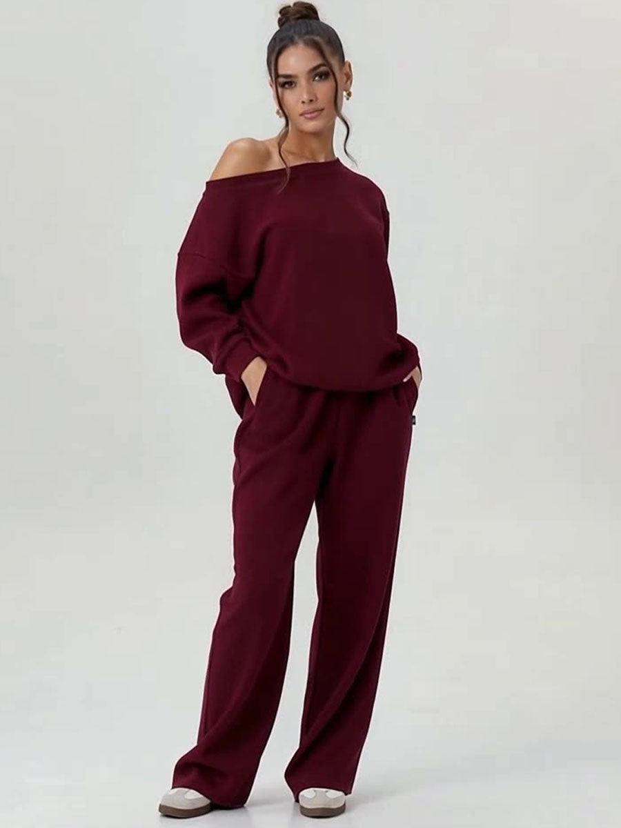 Drape Off Shoulder Lounge Set