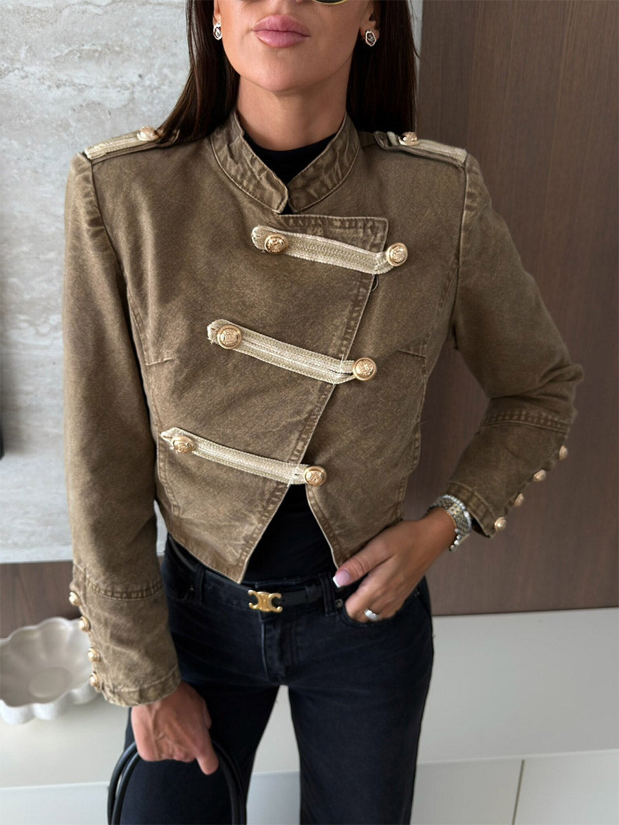 Unique Button Irregular Jacket
