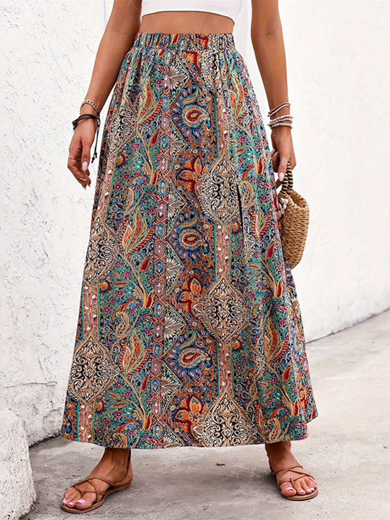 Ethnic Print Skirt