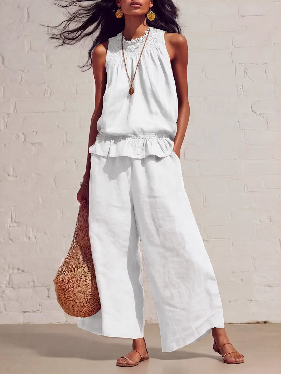 Airy Smocked Top & Pants Set