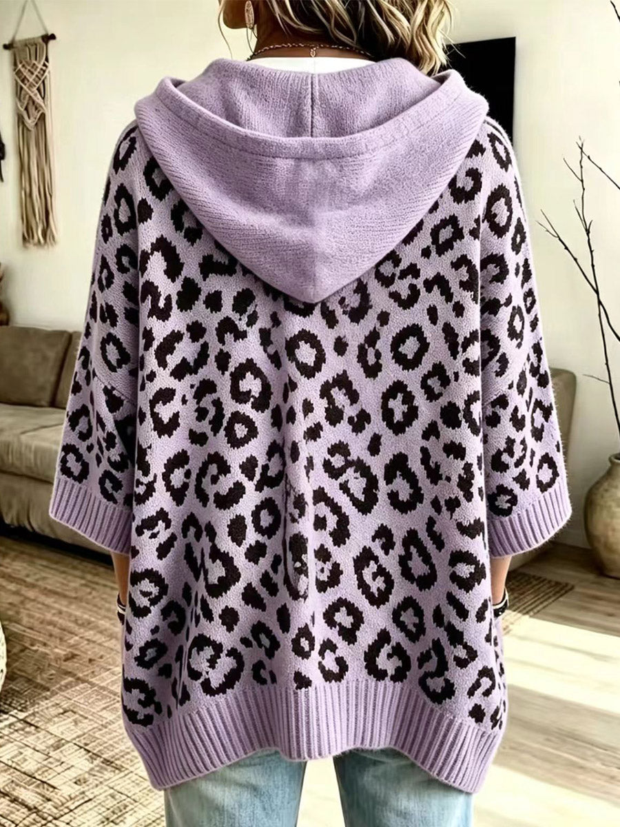 Modern Spot Hooded Knit Cardigan