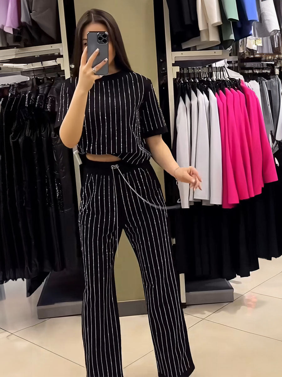 Glitter Pinstripe Two Piece Set