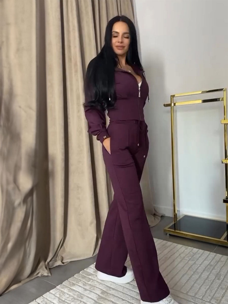 Sleek Zip Up Tracksuit Set