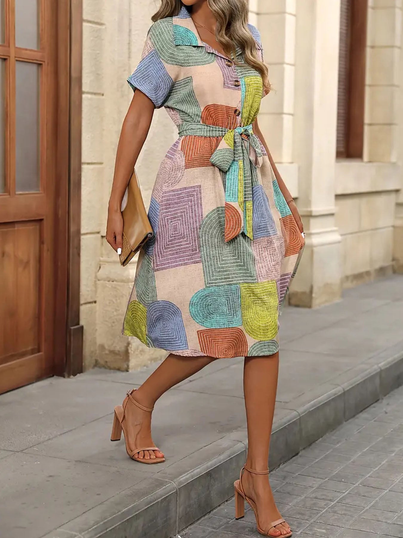 Color Block Geometric Dress
