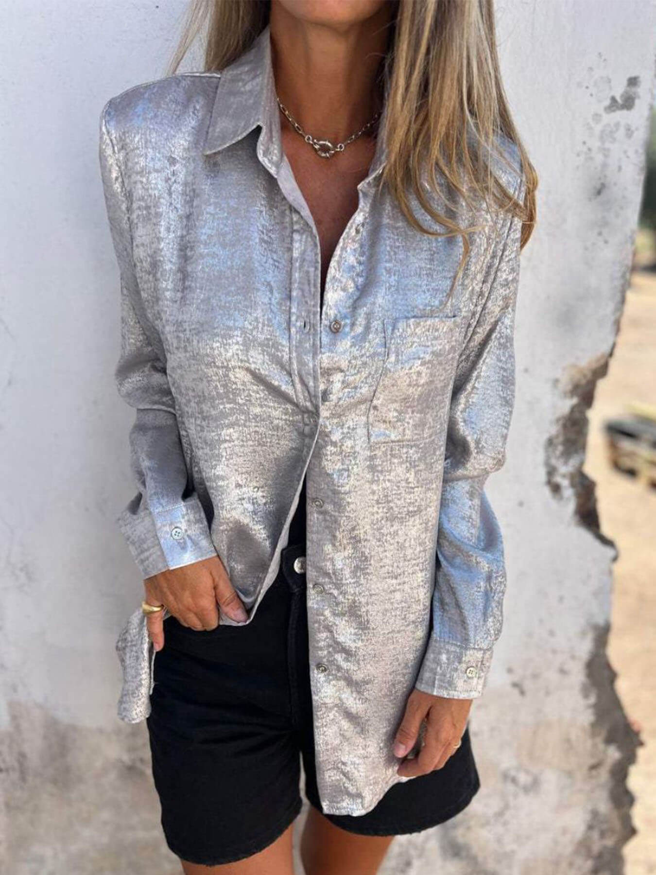 Gloss Stylish Lapel Shirt