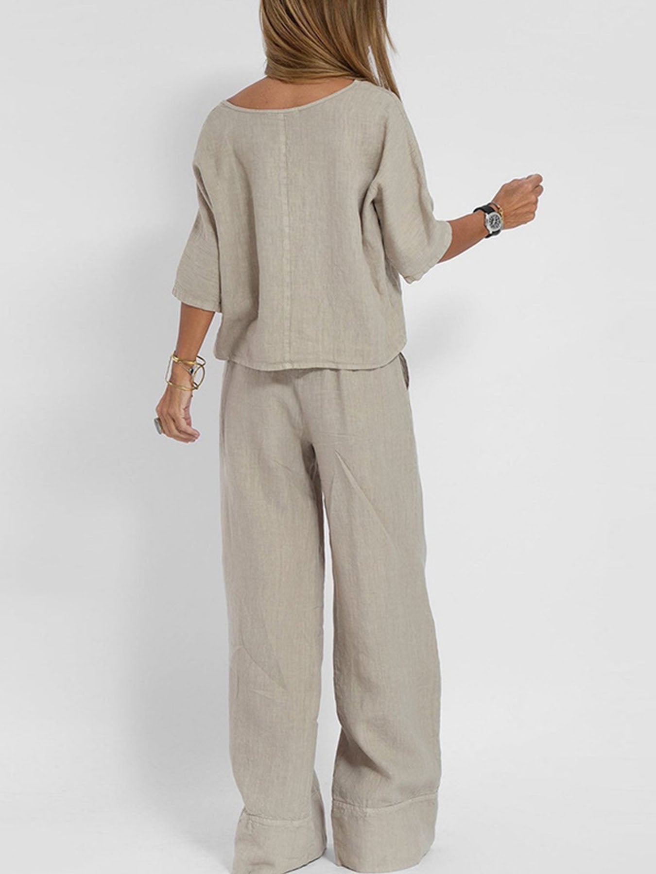 Pocket Loose Cotton Linen Sets