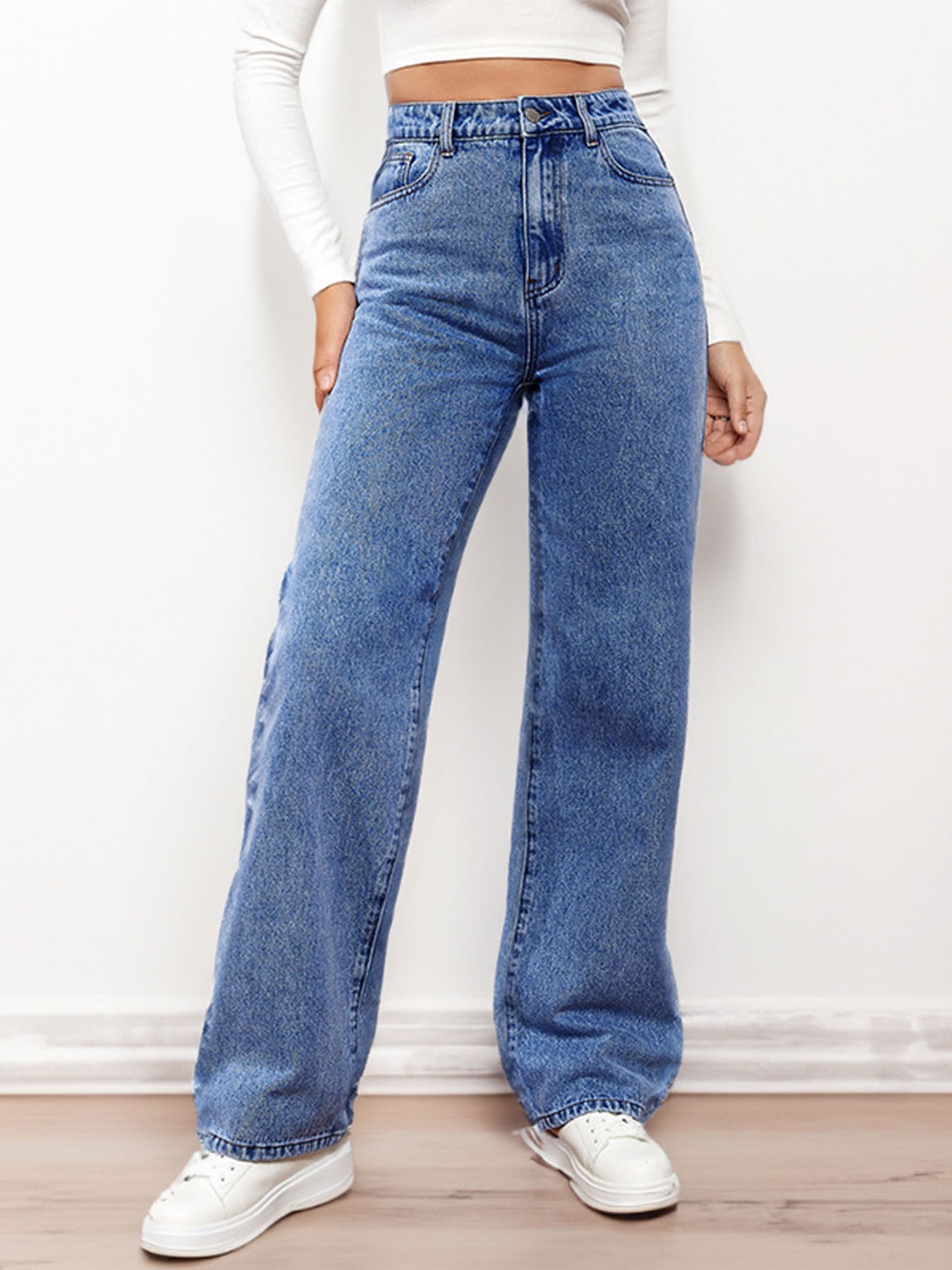 High Waist Washed Jeans