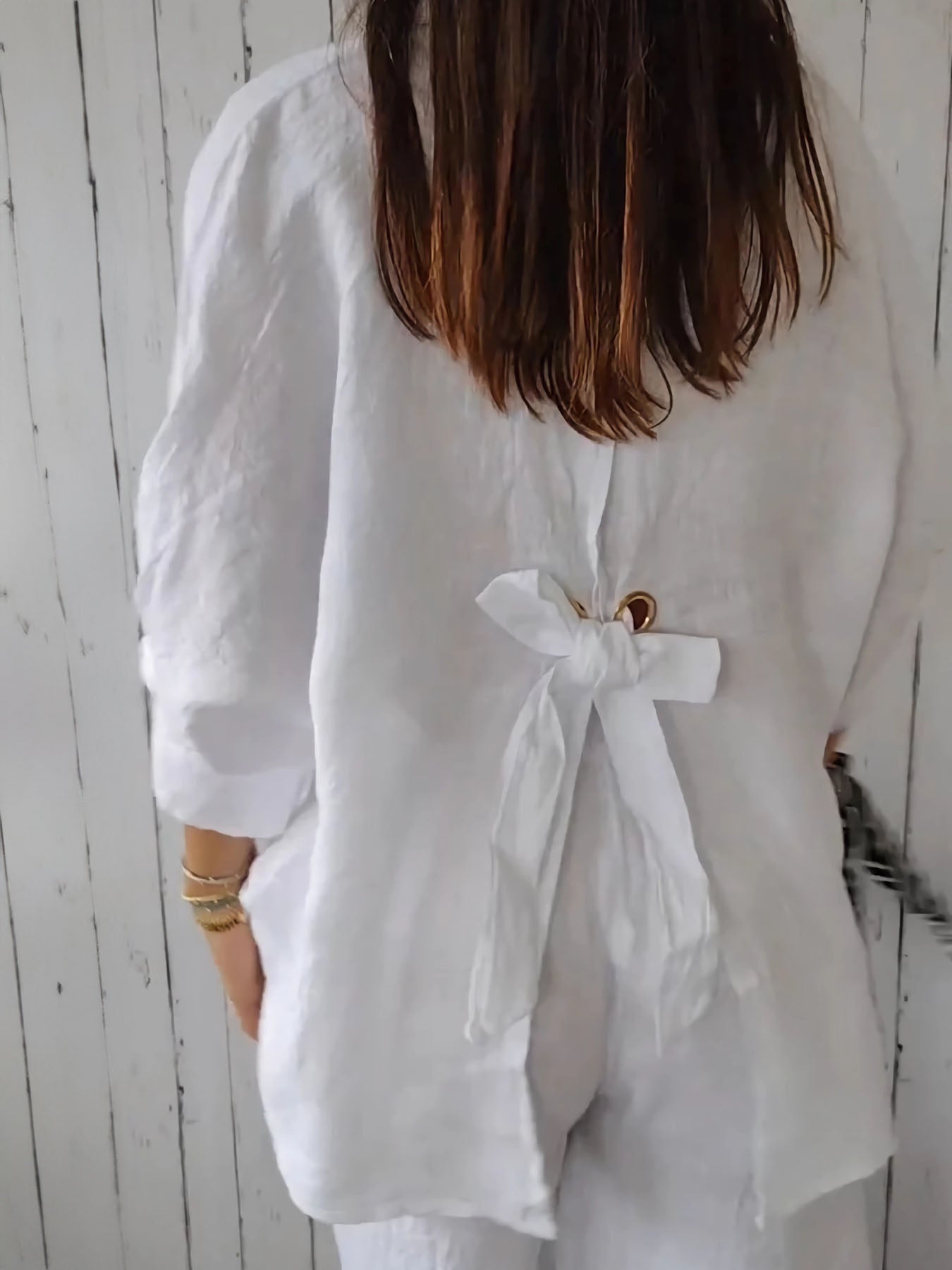 Cotton-Linen Tie-Back Shirt