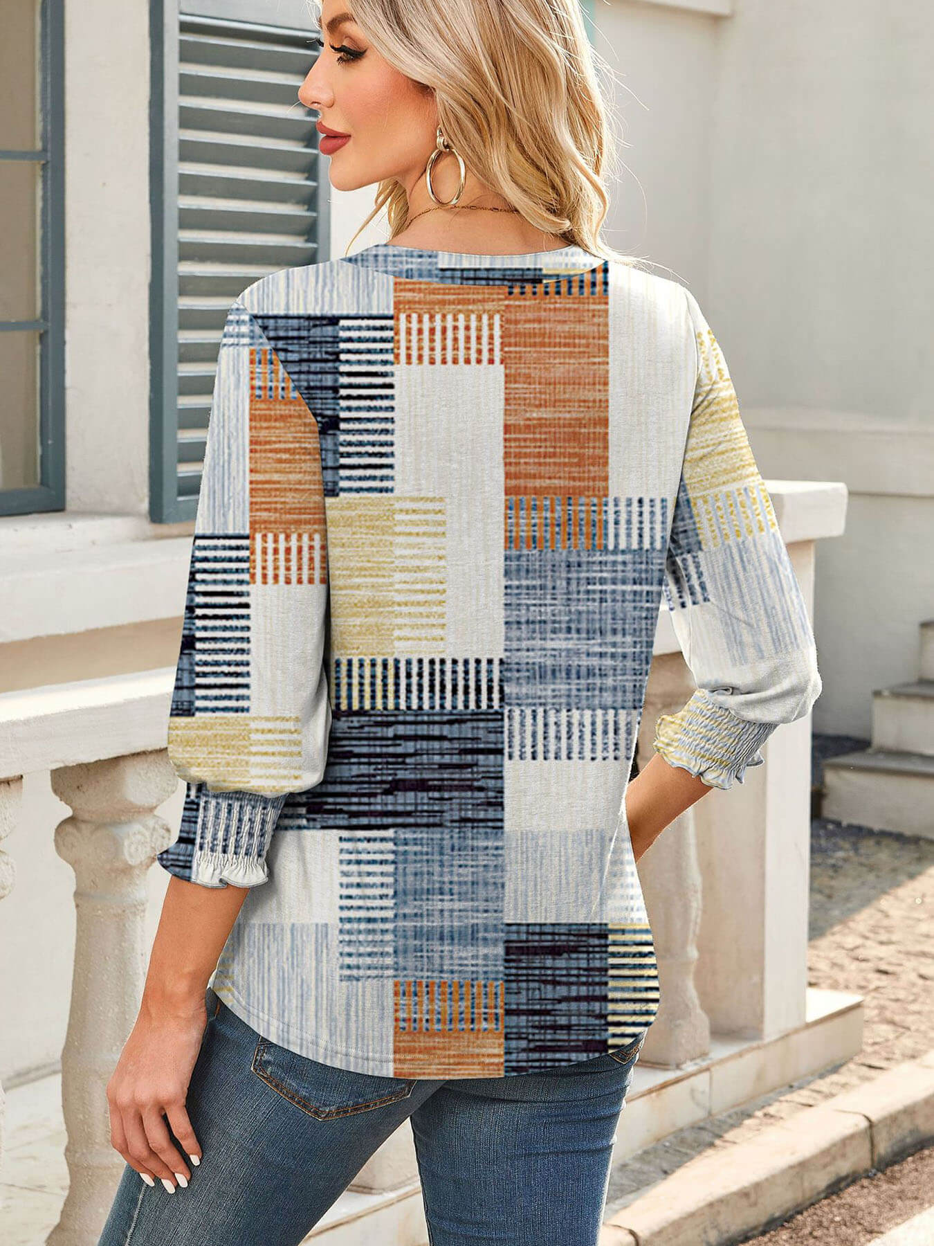 Half Sleeve V Neck Blouse