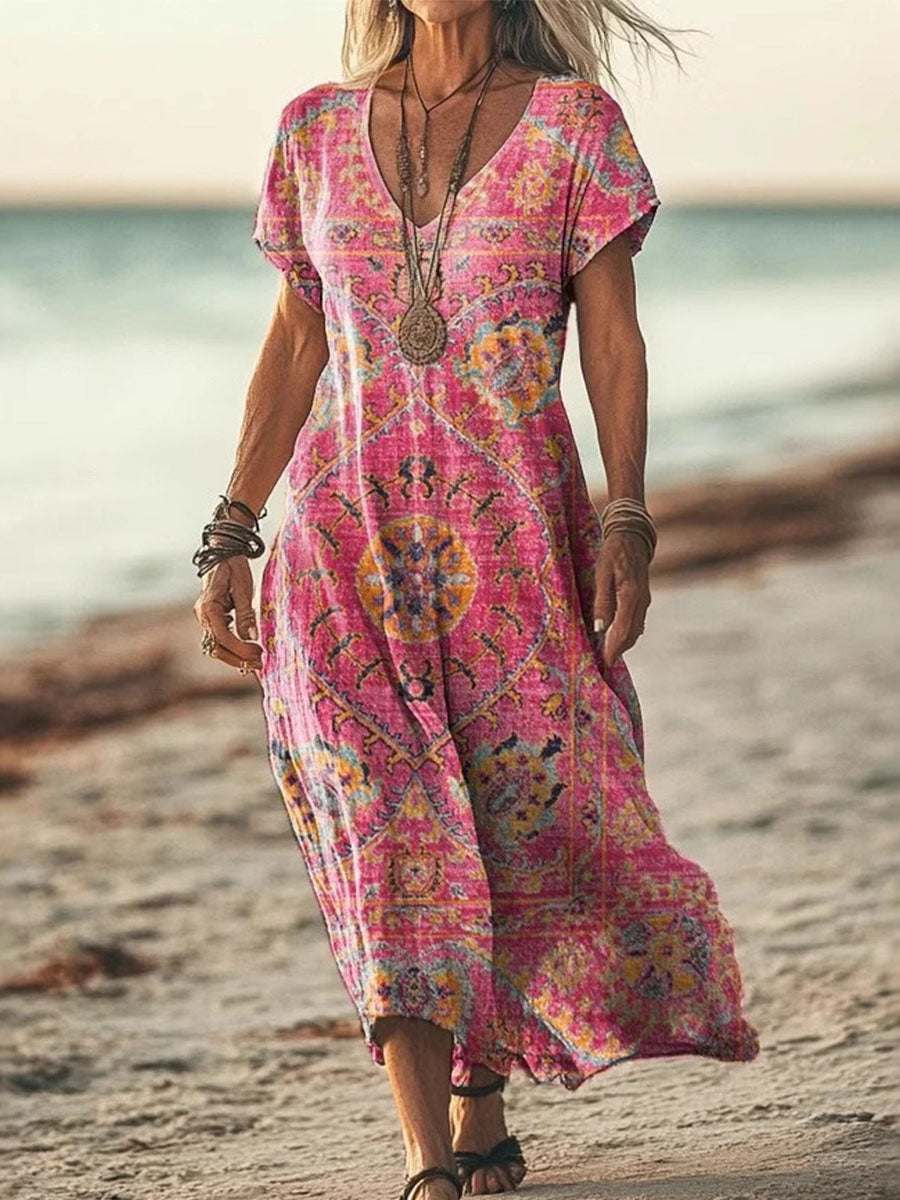 Vintage Vibrant Printed Dress