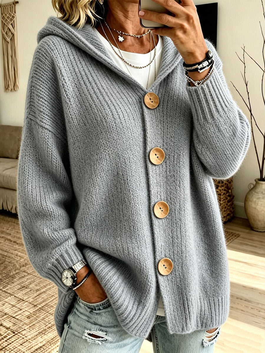 Textured Luxe Hooded Knit Cardigan