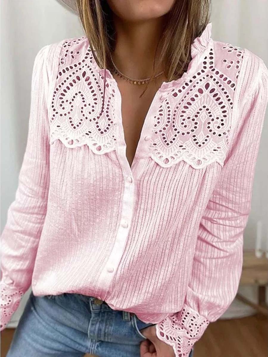 Vorioal Lace Patchwork Shirt