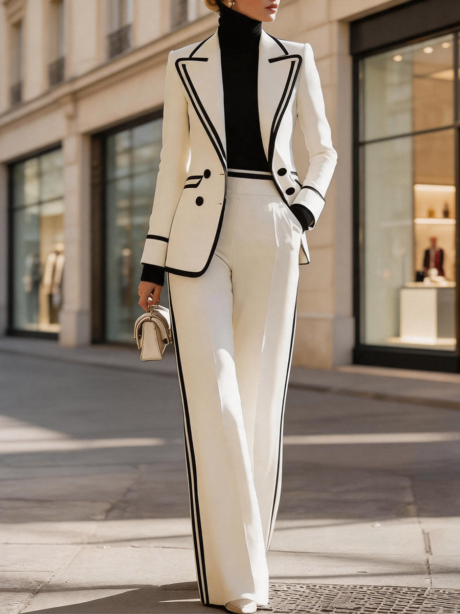 White Power Suit Set Business & Evening Outfit