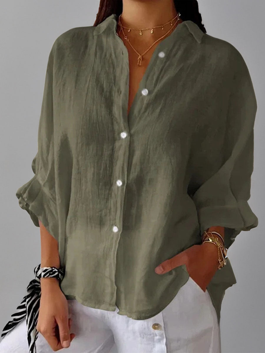 Cotton-Linen Tie-Back Shirt