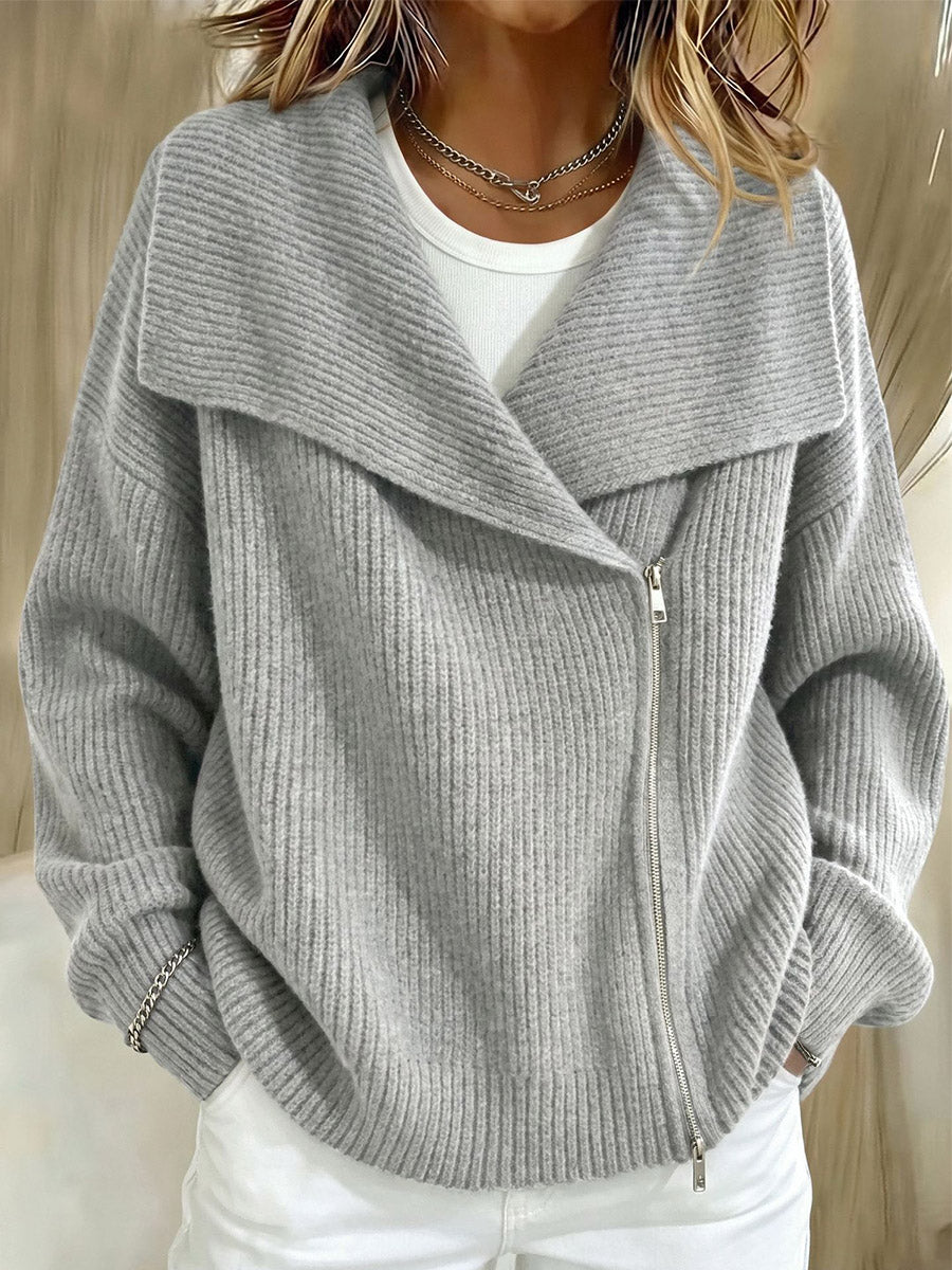 Cozy Ribbed Zip-Up Cardigan