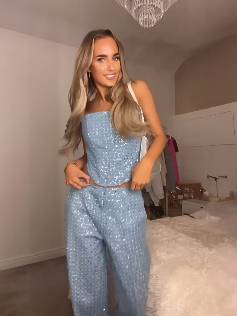 Glimmer Hour Strapless Pants Set