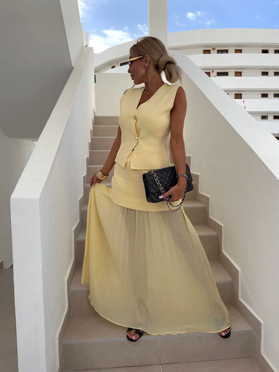Conjunto de dos vestidos y trajes de punto de lujo