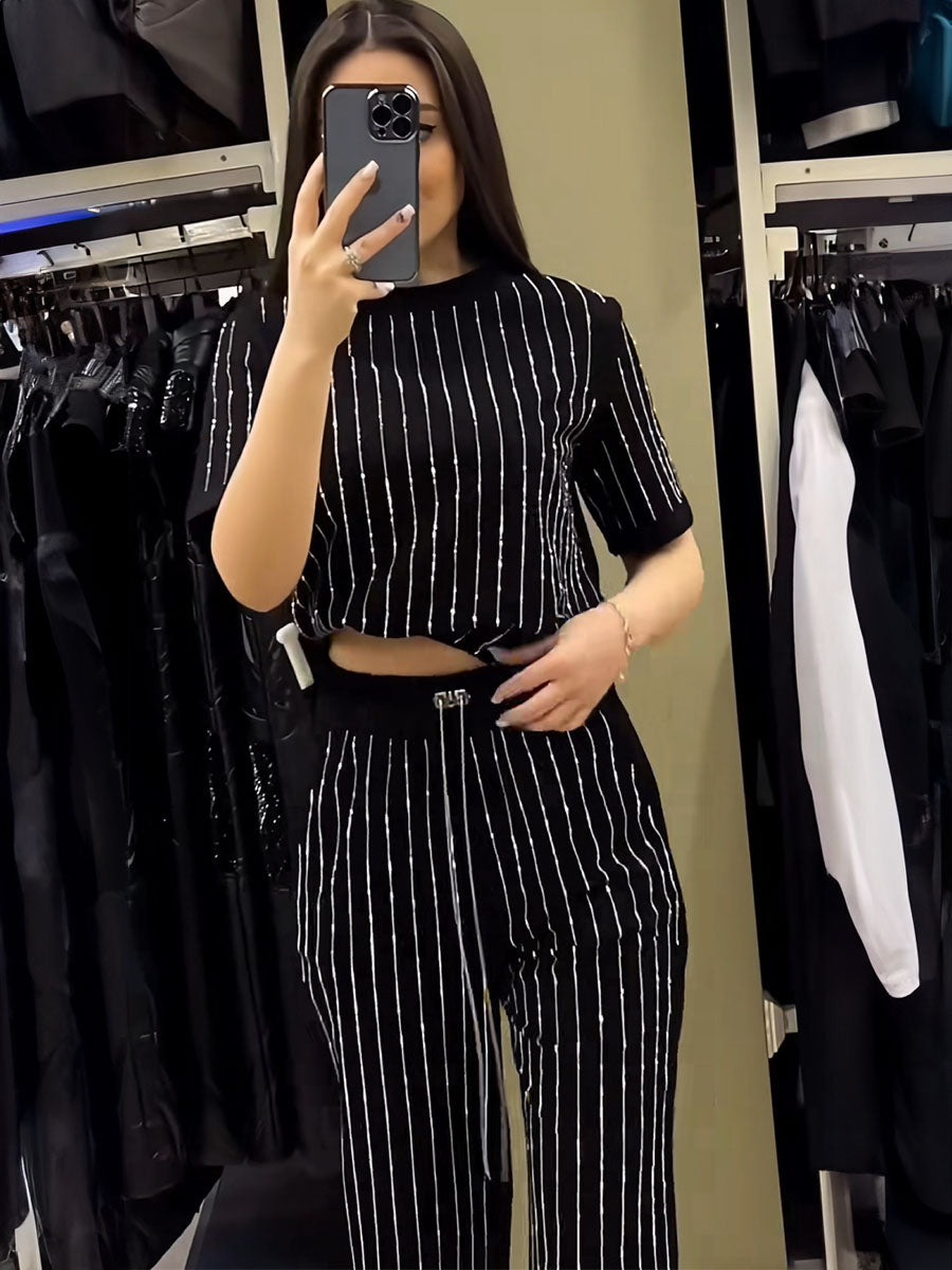 Glitter Pinstripe Two Piece Set