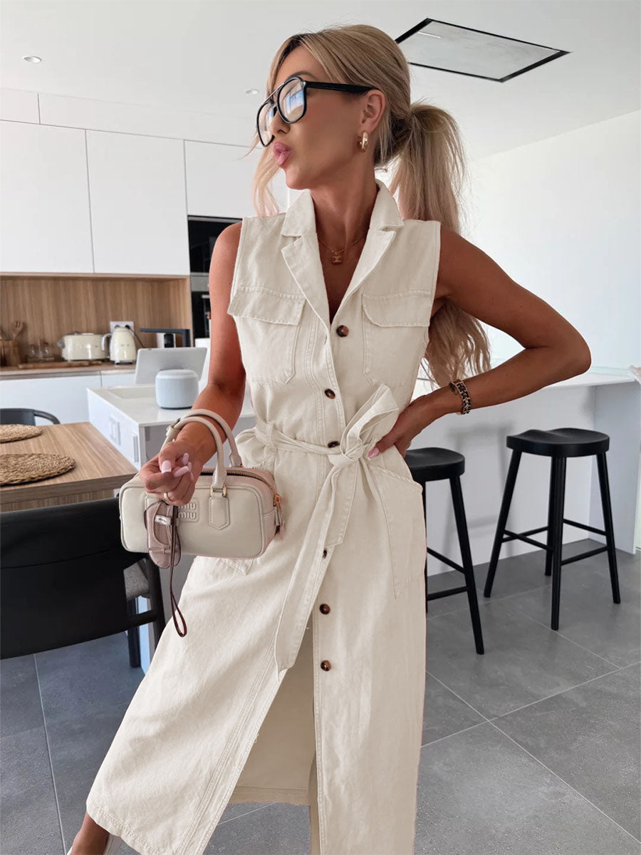 Chic Belt Cool Denim Jumpsuits