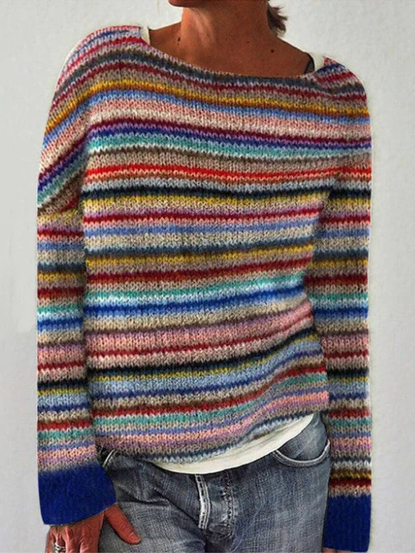 Loose Knit Colorful Pullover