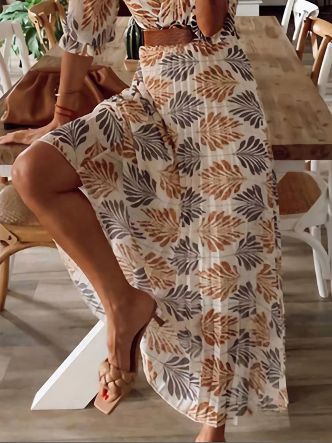 V-Neck Printed Maxi Dress