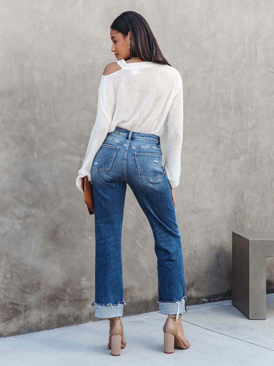 Vorioal Washed Straight Jeans