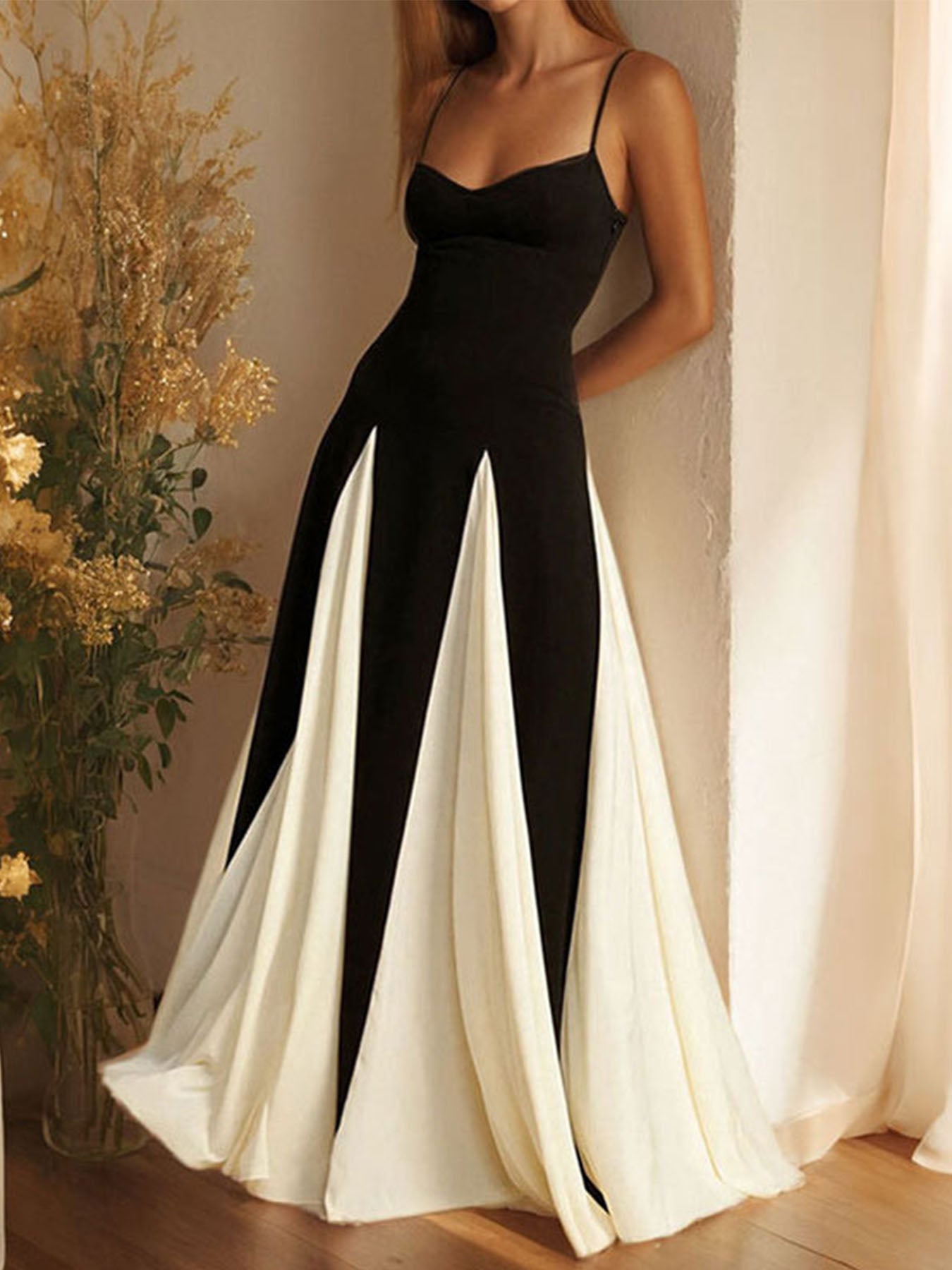 Slim Contrast Strap Dress